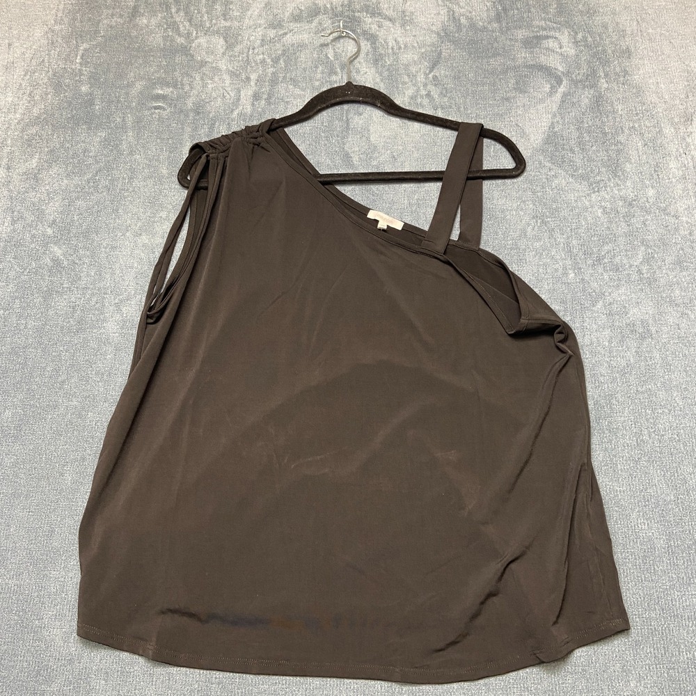 Maurices One Shoulder Blouse Top Womens 1X Black Sleeveless Casual Pullover